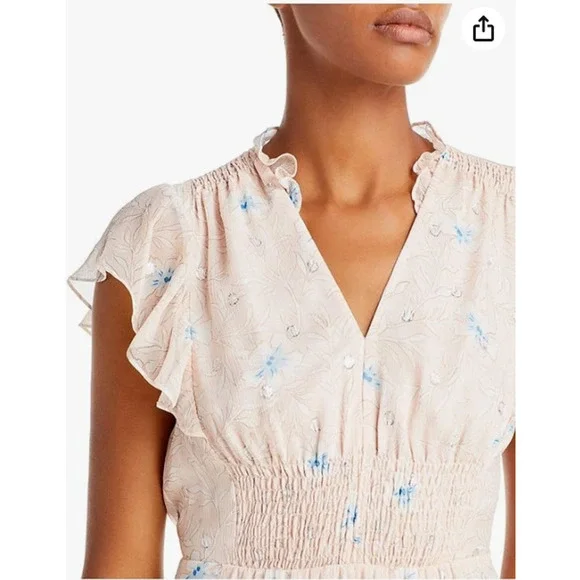 Rebecca Taylor Womens Babydoll Dress Mini Size XS Floral Silk Pink Blue Coquette - Picture 3 of 12